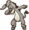 Dabbing gray cartoon donkey dancing