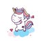 Dabbing unicorn with hearts happy unicorn expressions cute cartoon illustration: series Illustration of cute fairytale pony Hap