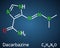 Dacarbazine, imidazole carboxamide, DTIC molecule. Structural chemical formula on dark blue background. Vector illustration