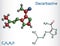 Dacarbazine, imidazole carboxamide, DTIC molecule. Structural chemical formula, molecule model. Vector illustration