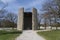 Dachau, Bavaria, Germany - April 2, 2019: The Church of the Mortal Agony of Christ inside the Dachau Concentration Camp.  Looking