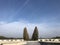 Dachau Concentration Camp Buildings with Blue Sky