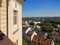 Dachau, Germany - bird\'s eye panorama of the town from the cast