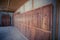 Dachau, Germany - July 30, 2015: Personal lockers inside barracks for prisoners to store private belongings, still in