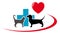 Dachshund dog and cat on veterinary icon