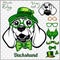 Dachshund Dog and design elements of St. Patricks Day - Template for St. Patricks Day. Vector illustration isolated on
