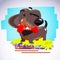 Dachshund dog holding bone of love. love bone concept -