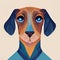 Dachshund portrait. Dog head avatar. Stylized dachshund icon. A simple funny image of a dog. AI-generated