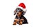 Dachshund santa claus puppy dog isolated