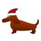 Dachshund santa hat icon, cartoon style