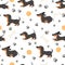 Dachshund seamless pattern. Adorable pets, funny dog long bodied breed, print for wrapping paper, textiles, wallpaper