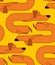 Dachshund sleeps pattern. dog is long ornament. funny orange home pet background. Sleeping puppy texture