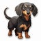 Dachshund Sticker With Brown Hair: Dark Gray And Black Illustration