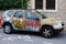 Dacia duster renault suv off road car with paint covering jungle zebra like animal