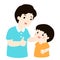 Dad admire his son character cartoon