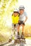 Dad and daughter in a helmet