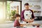 Dad, do you know what youre doing. a father and son baking biscuits in the kitchen.