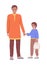 Dad holding crying son hand semi flat color vector characters