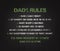 DAD`s rules funny text art illustration for printing as a gift on father`s day. Trendy and creative design, hipster banner