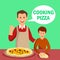 Dad and Son Baking Pastry Flat Vector Characters