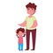 Dad and son cartoon portrait characters family day