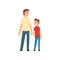 Dad and Son Holding Hands, Father and His Child Having Good Time Together, Best Dad Cartoon Vector Illustration