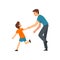 Dad and Son Playing Catch Up and Tag Game, Father and His Child Having Good Time Together, Happy Family Cartoon Vector