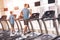 Dad and son in the same clothes in gym. Father and son lead a healthy lifestyle.