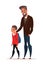 Dad taking son to school vector illustration