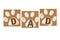 DAD text with paw prints. Happy Father`s Day brown colored greeting card