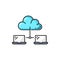 Dada cloud access and sync technology outline icon
