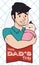 Daddy holding in Arms his Baby in Father\'s Day, Vector Illustration