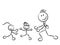 Daddy running kids sketchy characters isolated