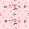 Daddy\\\'s girl text with white, pink paw prints and pink roses seamless fabric pattern