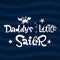 Daddy`s little sailor quote. Simple white color baby shower hand drawn grotesque script style lettering vector logo phrase