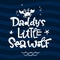 Daddy`s little Sea Wolf quote. Simple white color baby shower hand drawn grotesque script style lettering vector logo phrase