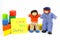 Daddy and son wooden toys with card