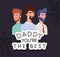 Daddy you are the best text men cartoons and leaves vector design