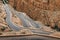 Dades Gorge mountain canyon. Famous Morocco tourist landmark, R704 way. Aerial