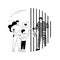 Dads in prison abstract concept vector illustration.