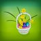 Daffodil & Easter Eggs in Basket - Vibrant