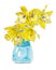 Daffodil flowers in a blue vase.