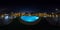 DAHAB, EGYPT - DECEMBER 2021: full seamless spherical night hdr 360 panorama near illuminated pool on territory of elite hotel in