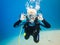 Dahab, Egypt - November 06, 2012. Scuba diver showing under water signal for okay