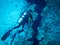 Dahab, Egypt - November 4, 2012. Scuba divers exploring crack in sea bottom in Red Sea, Egypt, Dahab