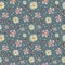 Dahlia seamless pattern on bluish grey background