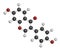 Daidzein isoflavone molecule. 3D rendering. Atoms are represented as spheres with conventional color coding: hydrogen white,.