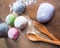 Daifuku, Japan dessert with wood spoon on wood background