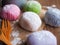 Daifuku, Japan dessert with wood spoon on wood background