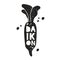 Daikon grunge sticker. Black texture silhouette with lettering inside. Imitation of stamp, print with scuffs